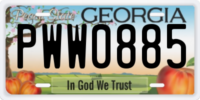 GA license plate PWW0885