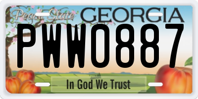 GA license plate PWW0887