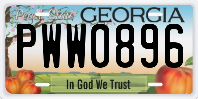 GA license plate PWW0896
