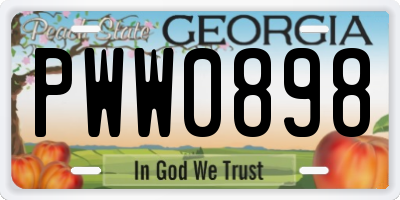 GA license plate PWW0898