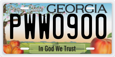 GA license plate PWW0900