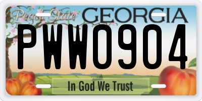 GA license plate PWW0904