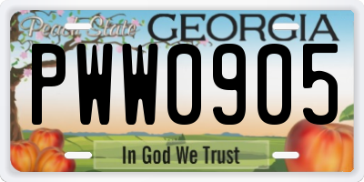 GA license plate PWW0905