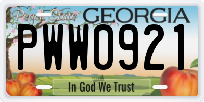 GA license plate PWW0921