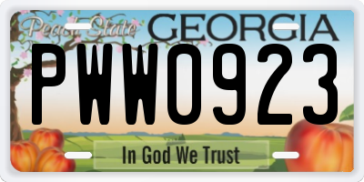 GA license plate PWW0923