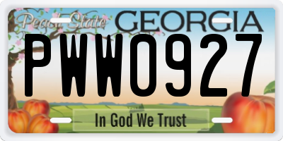 GA license plate PWW0927