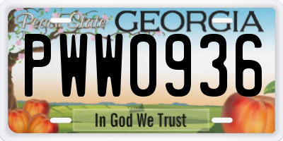 GA license plate PWW0936