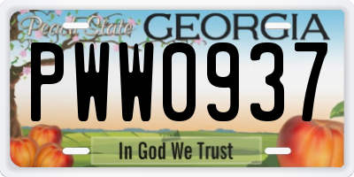 GA license plate PWW0937