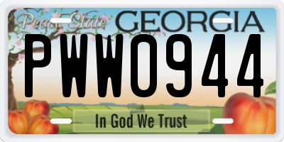 GA license plate PWW0944