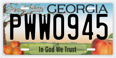 GA license plate PWW0945