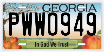 GA license plate PWW0949