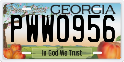 GA license plate PWW0956