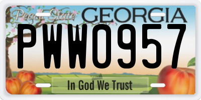 GA license plate PWW0957