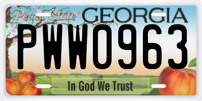 GA license plate PWW0963