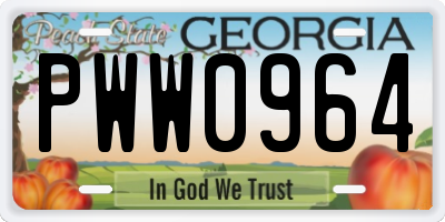 GA license plate PWW0964