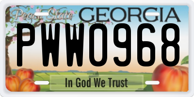 GA license plate PWW0968