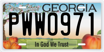 GA license plate PWW0971