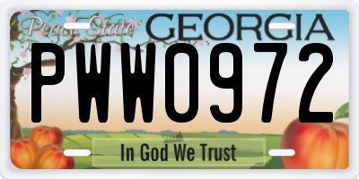 GA license plate PWW0972