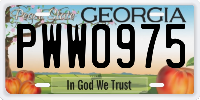 GA license plate PWW0975