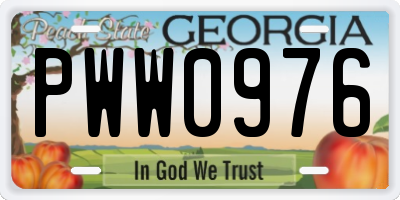 GA license plate PWW0976