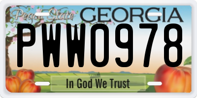 GA license plate PWW0978