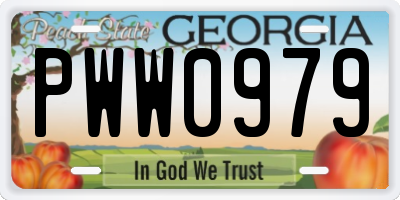 GA license plate PWW0979