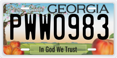 GA license plate PWW0983