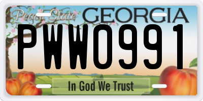 GA license plate PWW0991