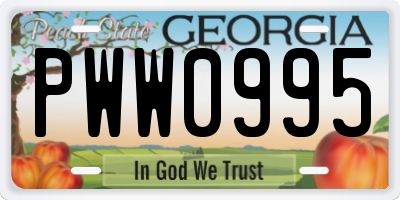 GA license plate PWW0995
