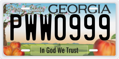 GA license plate PWW0999