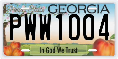 GA license plate PWW1004
