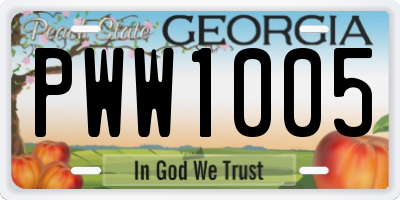 GA license plate PWW1005