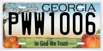 GA license plate PWW1006