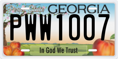 GA license plate PWW1007