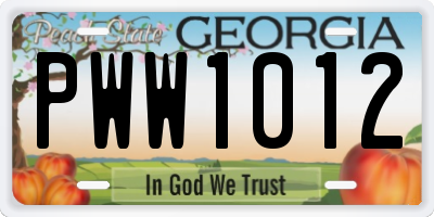 GA license plate PWW1012