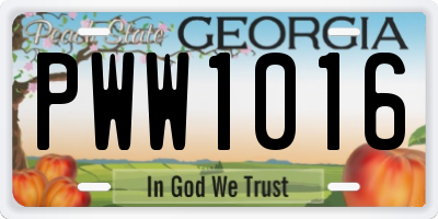 GA license plate PWW1016