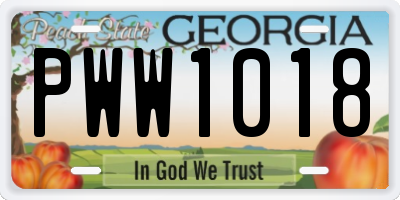 GA license plate PWW1018