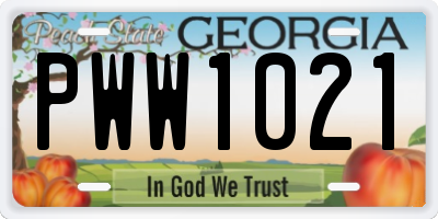 GA license plate PWW1021