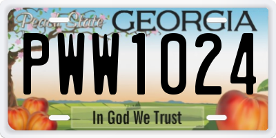 GA license plate PWW1024