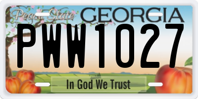 GA license plate PWW1027
