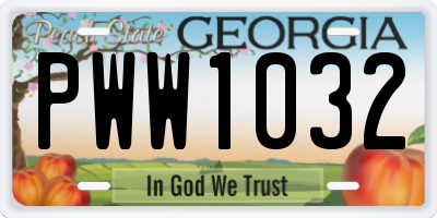 GA license plate PWW1032