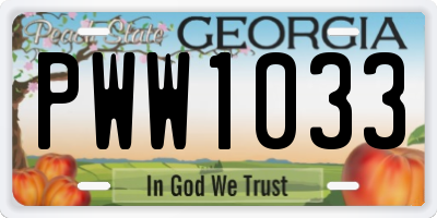GA license plate PWW1033