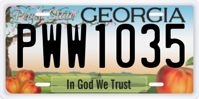 GA license plate PWW1035