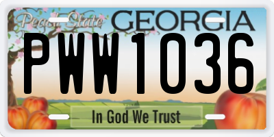 GA license plate PWW1036