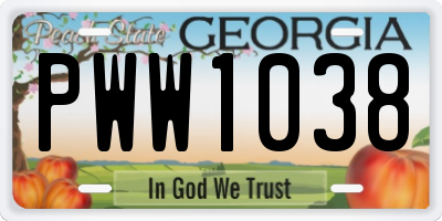 GA license plate PWW1038