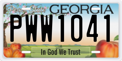 GA license plate PWW1041