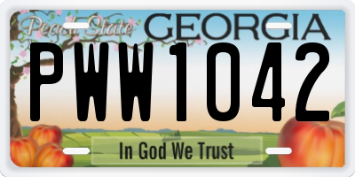 GA license plate PWW1042