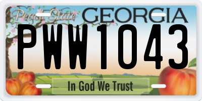 GA license plate PWW1043