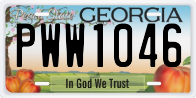 GA license plate PWW1046