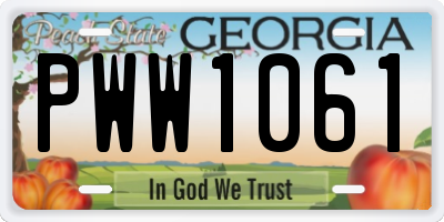 GA license plate PWW1061